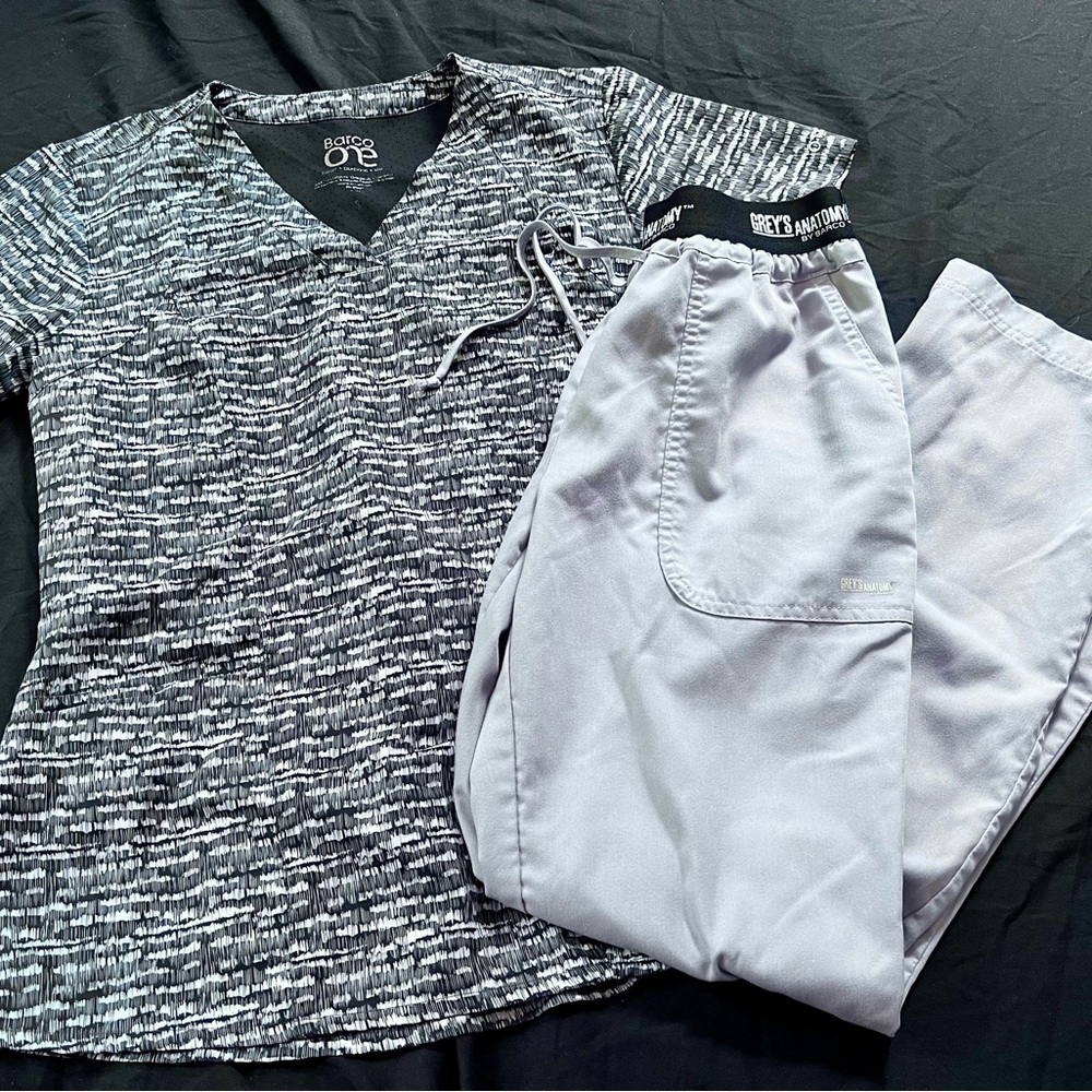 Barco Uniforms Black and Gray Scrub Set